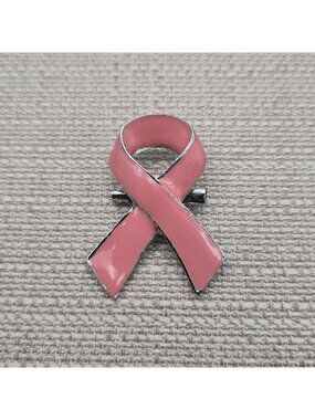 Large Pink Ribbon Breast Cancer Awareness Enamel Lapel Pin B1471